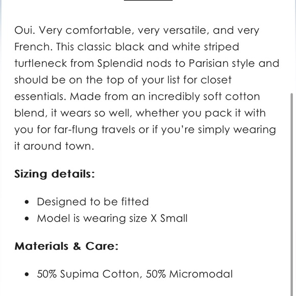 Splendid - Turtleneck in Black/White Stripe - Picture 3 of 10